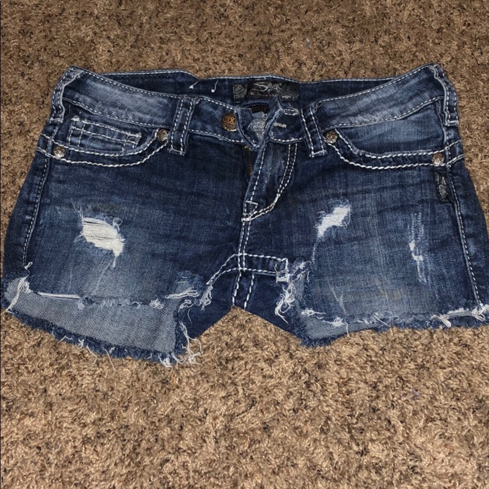 Silver jean shorts